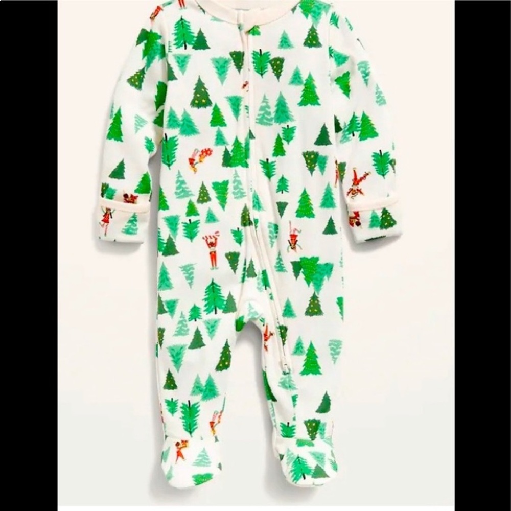 Mommy & Me Matching Christmas Tree Elf Toddler Footy PJ & XS PJ Pant Bundle Set